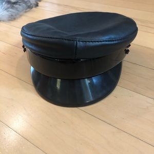 Leather Baker Boy Cap in Black by Ruslan Baginskiy